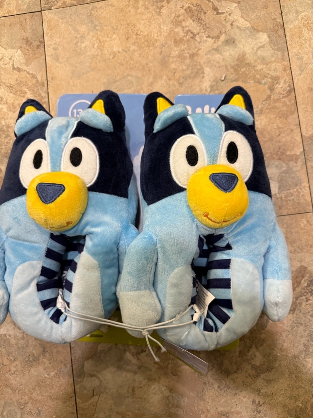 Blue Plush Puppy Slip-On Kids Slippers